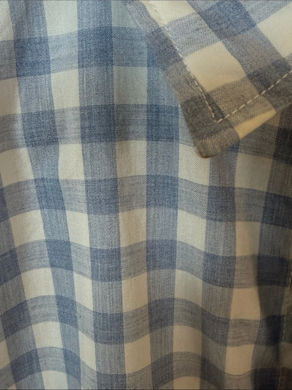 Men's Light Blue and White Gingham Shirt